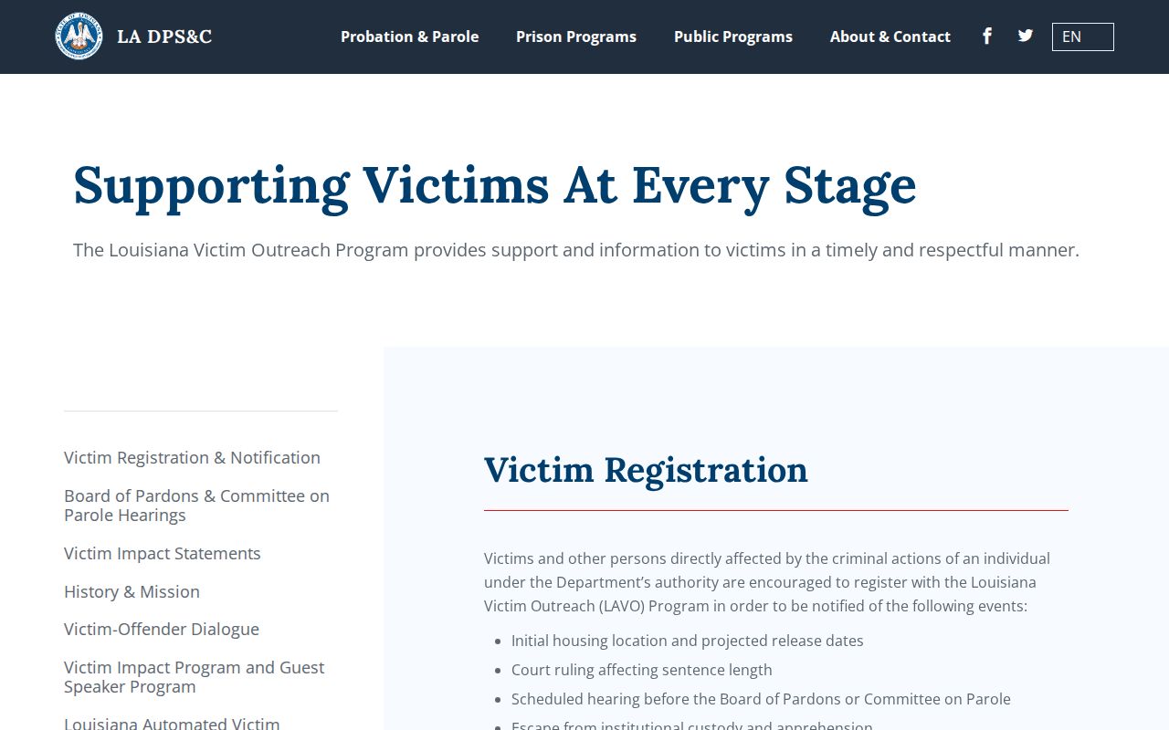 Louisiana Victim Outreach and VINELink release notice layers for East Carroll Parish